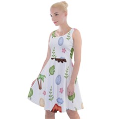 Cute-palm-volcano-seamless-pattern Knee Length Skater Dress by Ket1n9