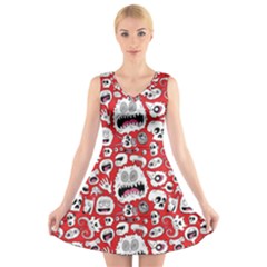 Another Monster Pattern V-neck Sleeveless Dress by Ket1n9