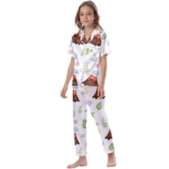 Cute-palm-volcano-seamless-pattern Kids  Satin Short Sleeve Pajamas Set by Ket1n9