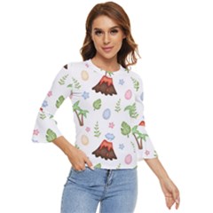 Cute-palm-volcano-seamless-pattern Bell Sleeve Top