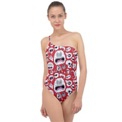 Another Monster Pattern Classic One Shoulder Swimsuit by Ket1n9