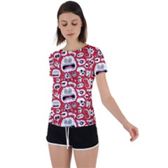 Another Monster Pattern Back Circle Cutout Sports T-shirt by Ket1n9