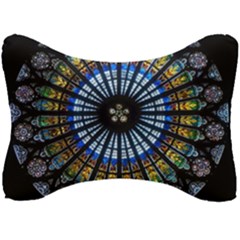 Stained Glass Rose Window In France s Strasbourg Cathedral Seat Head Rest Cushion by Ket1n9