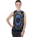 Stained Glass Rose Window In France s Strasbourg Cathedral Mock Neck Chiffon Sleeveless Top View1