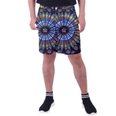 Stained Glass Rose Window In France s Strasbourg Cathedral Men s Pocket Shorts by Ket1n9