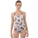 Pattern-with-butterflies-moths Cut-Out Back One Piece Swimsuit View1