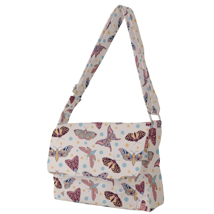 Pattern-with-butterflies-moths Full Print Messenger Bag (S)