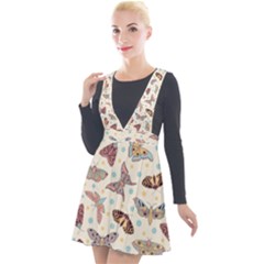 Pattern-with-butterflies-moths Plunge Pinafore Velour Dress by Ket1n9