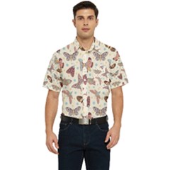 Pattern-with-butterflies-moths Men s Short Sleeve Pocket Shirt  by Ket1n9