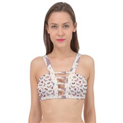 Pattern-with-butterflies-moths Cage Up Bikini Top by Ket1n9