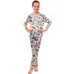 Pattern-with-butterflies-moths Kids  Satin Long Sleeve Pajamas Set by Ket1n9