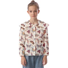 Pattern-with-butterflies-moths Kids  Peter Pan Collar Blouse by Ket1n9