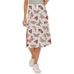 Pattern-with-butterflies-moths Midi Panel Skirt by Ket1n9