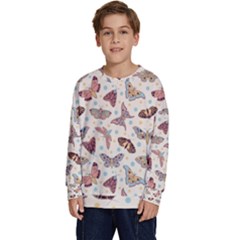 Pattern-with-butterflies-moths Kids  Crewneck Sweatshirt by Ket1n9