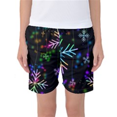 Snowflakes Snow Winter Christmas Women s Basketball Shorts by Grandong