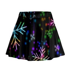 Snowflakes Snow Winter Christmas Mini Flare Skirt by Grandong