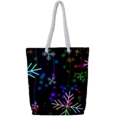 Snowflakes Snow Winter Christmas Full Print Rope Handle Tote (small) by Grandong