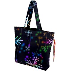 Snowflakes Snow Winter Christmas Drawstring Tote Bag by Grandong