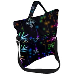 Snowflakes Snow Winter Christmas Fold Over Handle Tote Bag by Grandong