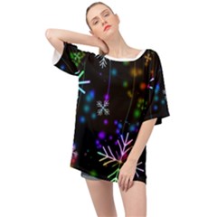 Snowflakes Snow Winter Christmas Oversized Chiffon Top by Grandong