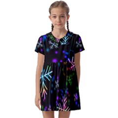 Snowflakes Snow Winter Christmas Kids  Asymmetric Collar Dress