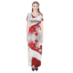 Christmas-background-tile-gifts Short Sleeve Maxi Dress