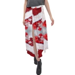 Christmas-background-tile-gifts Velour Split Maxi Skirt by Grandong