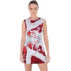 Christmas-background-tile-gifts Lace Up Front Bodycon Dress