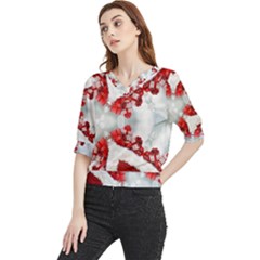 Christmas-background-tile-gifts Quarter Sleeve Blouse