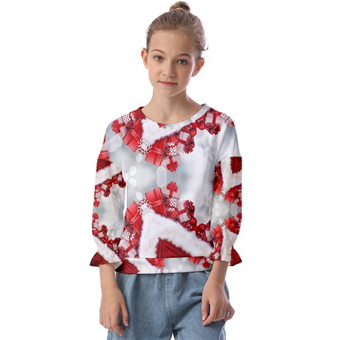 Christmas-background-tile-gifts Kids  Cuff Sleeve Top by Grandong