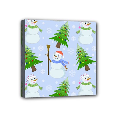 New Year Christmas Snowman Pattern, Mini Canvas 4  X 4  (stretched) by Grandong