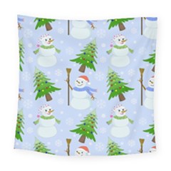 New Year Christmas Snowman Pattern, Square Tapestry (large) by Grandong