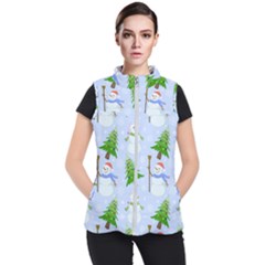 New Year Christmas Snowman Pattern, Women s Puffer Vest by Grandong