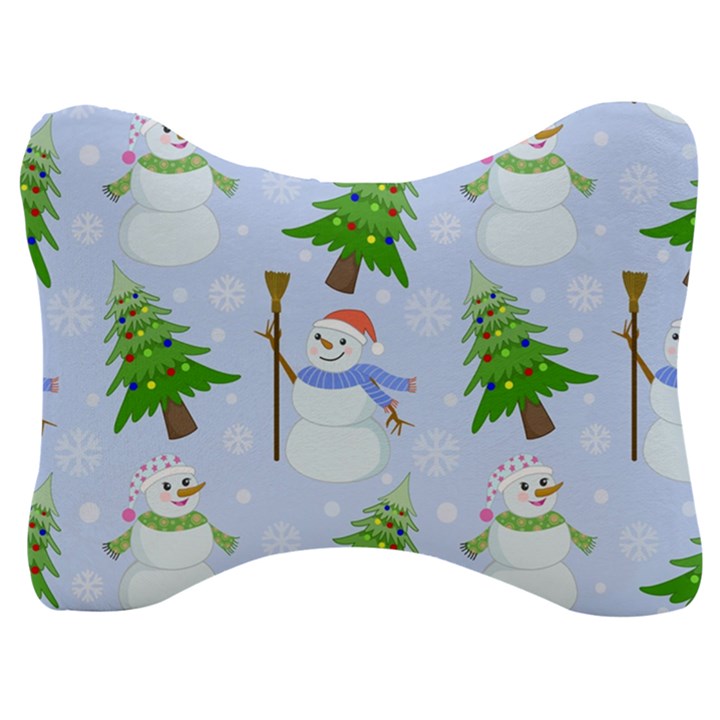 New Year Christmas Snowman Pattern, Velour Seat Head Rest Cushion