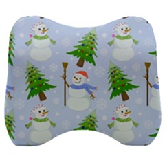 New Year Christmas Snowman Pattern, Velour Head Support Cushion by Grandong