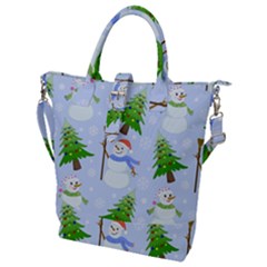 New Year Christmas Snowman Pattern, Buckle Top Tote Bag by Grandong