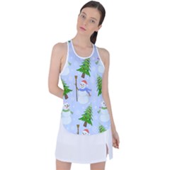 New Year Christmas Snowman Pattern, Racer Back Mesh Tank Top by Grandong