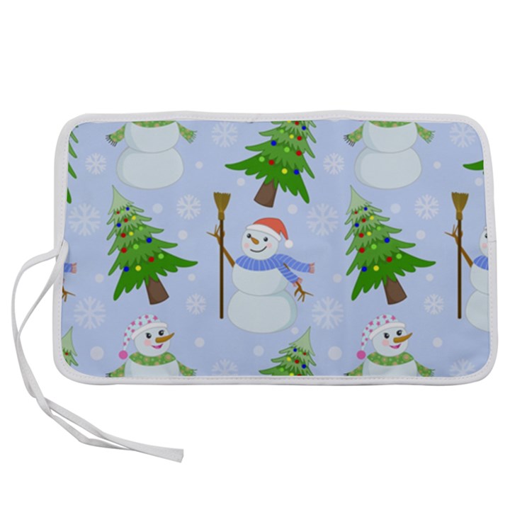 New Year Christmas Snowman Pattern, Pen Storage Case (S)