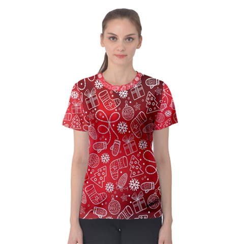 Christmas Pattern Red Women s Sport Mesh T-shirt by Grandong