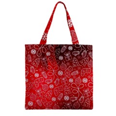 Christmas Pattern Red Zipper Grocery Tote Bag by Grandong