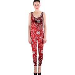 Christmas Pattern Red One Piece Catsuit by Grandong