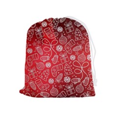 Christmas Pattern Red Drawstring Pouch (xl) by Grandong