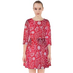 Christmas Pattern Red Smock Dress by Grandong