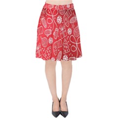 Christmas Pattern Red Velvet High Waist Skirt by Grandong