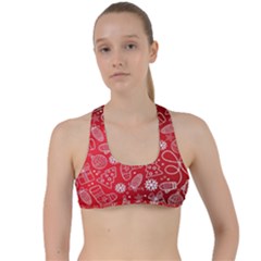 Christmas Pattern Red Criss Cross Racerback Sports Bra by Grandong