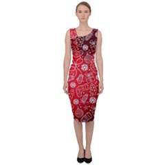 Christmas Pattern Red Sleeveless Pencil Dress by Grandong