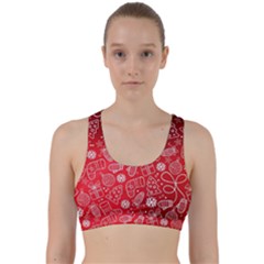 Christmas Pattern Red Back Weave Sports Bra by Grandong