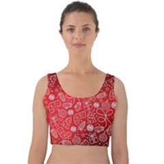 Christmas Pattern Red Velvet Crop Top by Grandong