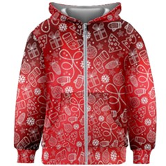 Christmas Pattern Red Kids  Zipper Hoodie Without Drawstring by Grandong