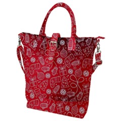 Christmas Pattern Red Buckle Top Tote Bag by Grandong